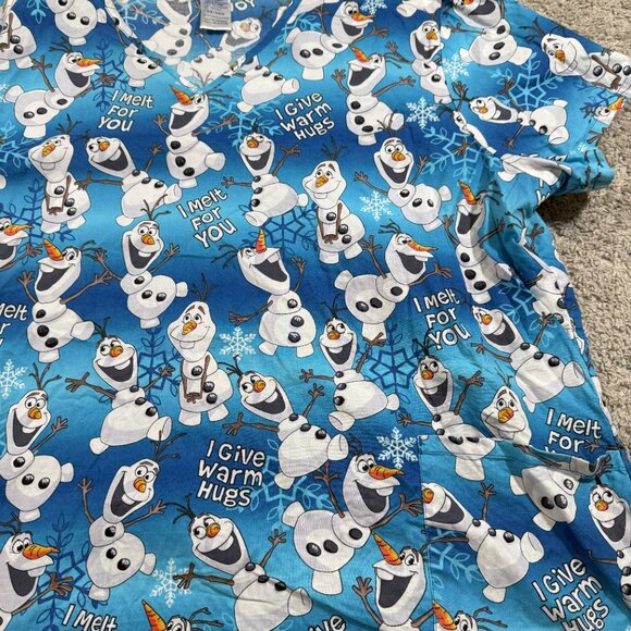 Disney Frozen Olaf Snowman Winter Scrubs Medical Plus Size Front Pockets 3X - Picture 3 of 5
